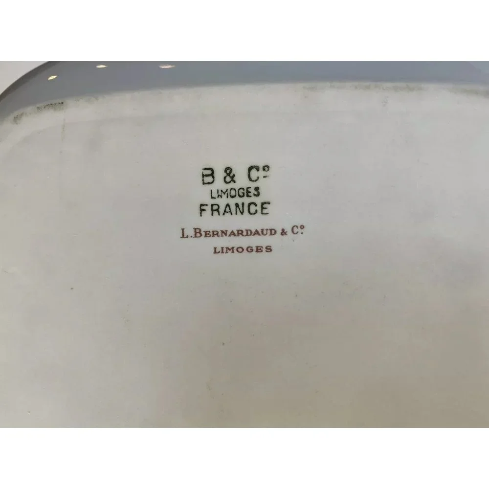 L. Bernardaud Limoges Platter Tray Vintage Porcelain White Pink  6.5" x 15 3/4" - Picture 2 of 10